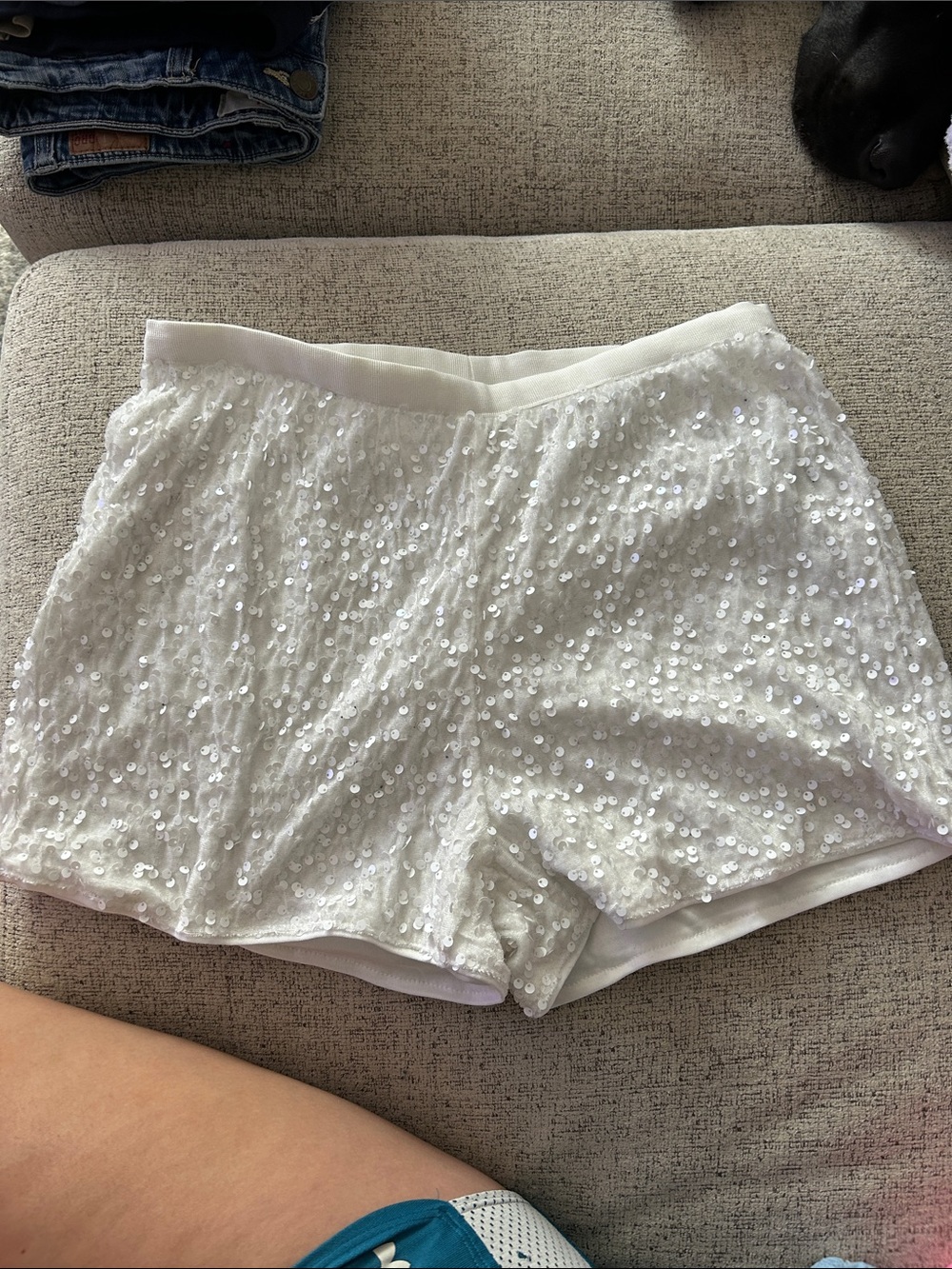 SHEIN White Sequin Women's Shorts